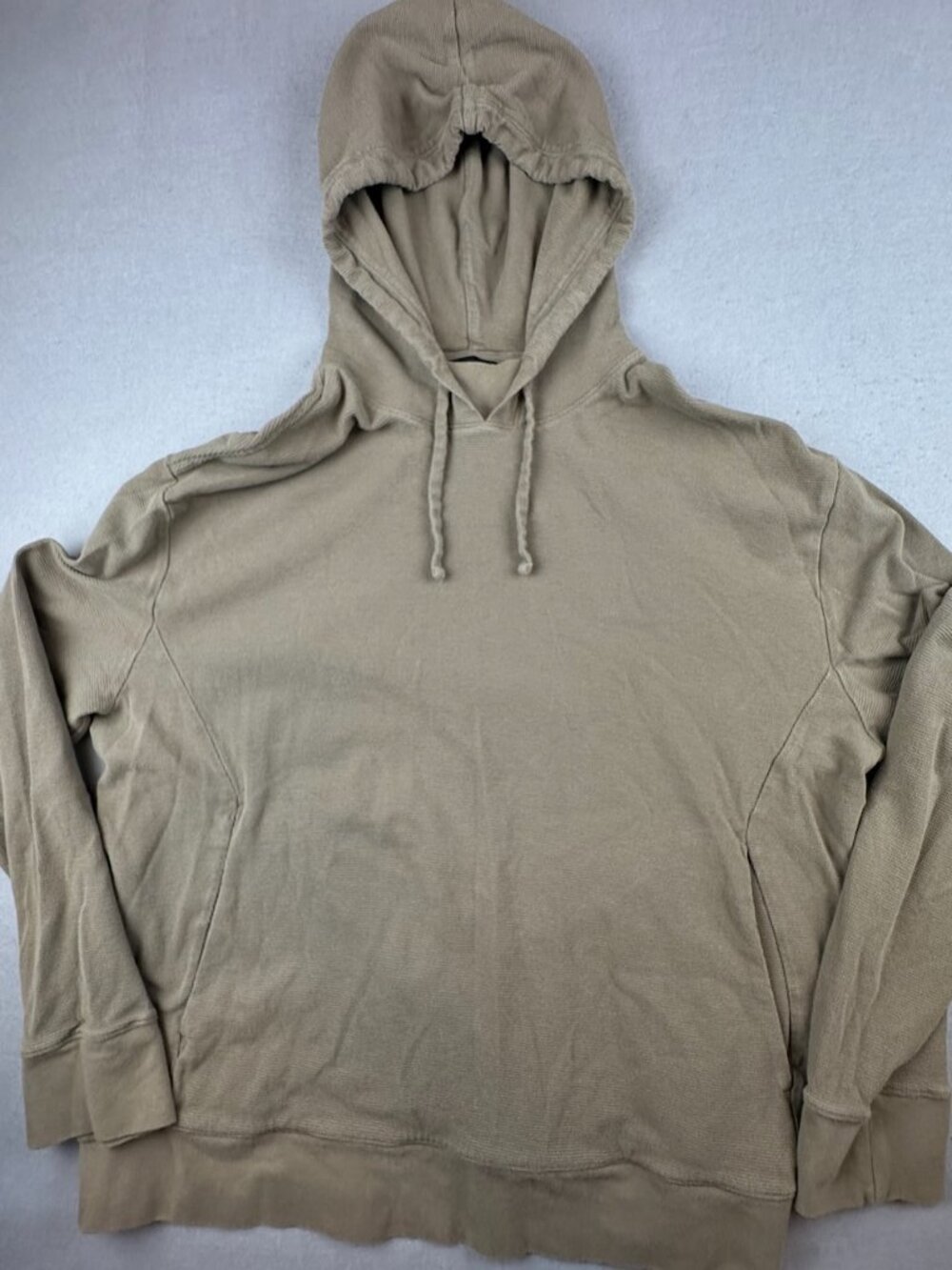 EXPRESS Men's Tan Waffle Knit Hooded Pullover Sweatshirt Hoodie Size XL